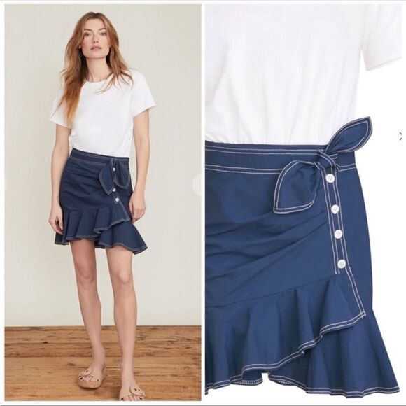 VERONICA BEARD Bari Stretch-Cotton
Navy & White Minidress, Size XL MSRP $ 398.00 - Picture 1 of 12